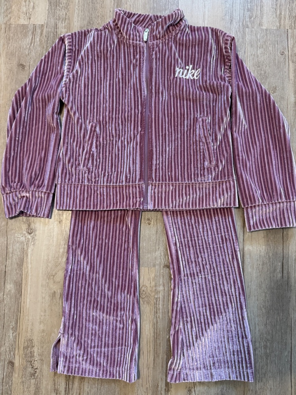 Nike 2-Piece Cozy Velvet Rib Track Set in Mauve Color - Sz 6X EUC